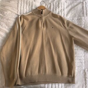 Tommy Hilfiger Tan Zip-Up Sweater